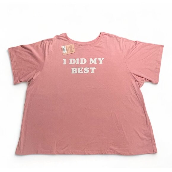Ban.do "I Did My Best" Pink T-Shirt 3X Crew Neck Short Sleeve Cotton Blend, New - Picture 2 of 9